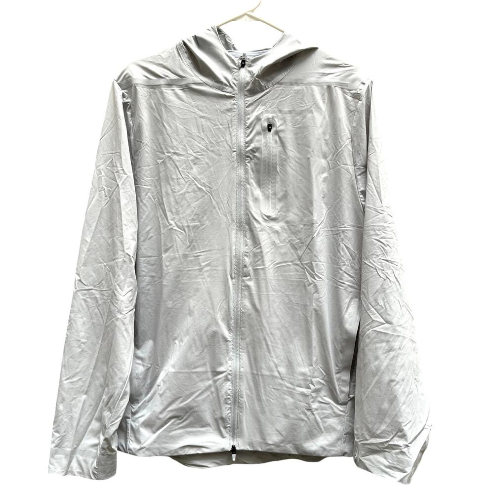 Ten Thousand Full Zip Hooded Gray Jacket Windbreaker Pockets Vented Mens Medium